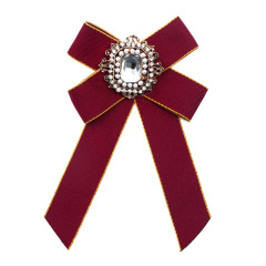 Korean style fashion women corsage alloy inlaid ribbon bowknot brooch for college