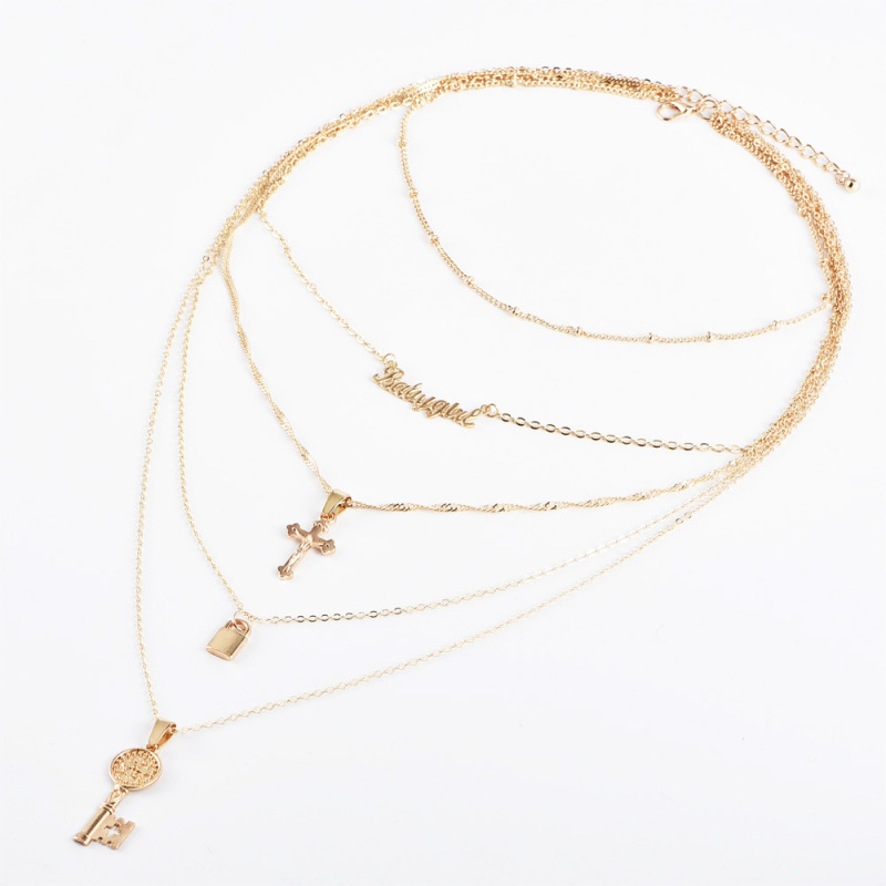 wish Amazon ins fashion gold plated lock cross name multi layered chain choker necklace for women lady girls wish Amazon ins fashion gold plated lock cross name multi layered chain choker necklace for women lady girls