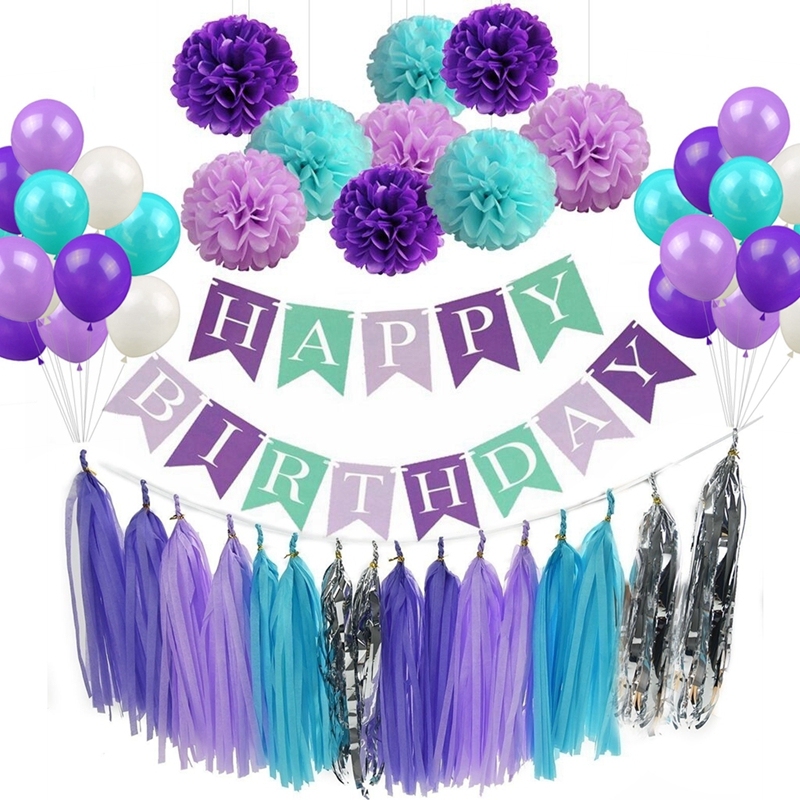 Mermaid Party Supplies Decorations kids Birthday Party Banners Latex Balloons Mermaid Party Supplies Decorations kids Birthday Party Banners Latex Balloons