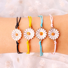 Handmade waterproof string sunflower adjustable braided rope bracelet