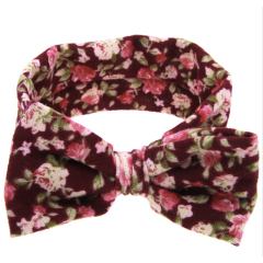 American style multi colorful floral elastic bow knot hairband girls hair accessories