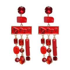 Amazon hot sale fashion ear accessories women crystal exaggerated big drop earrings