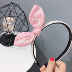 Non Slip Bunny Ears Bowknot pearl Hoop Hair Accessories Hairbands women