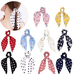 NEW Style Fashion Custom Printed Elastic Long Ribbon Girls Hair Scrunchies
