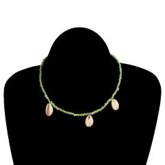 Wholesale fashion jewelry green beads women necklace with shell