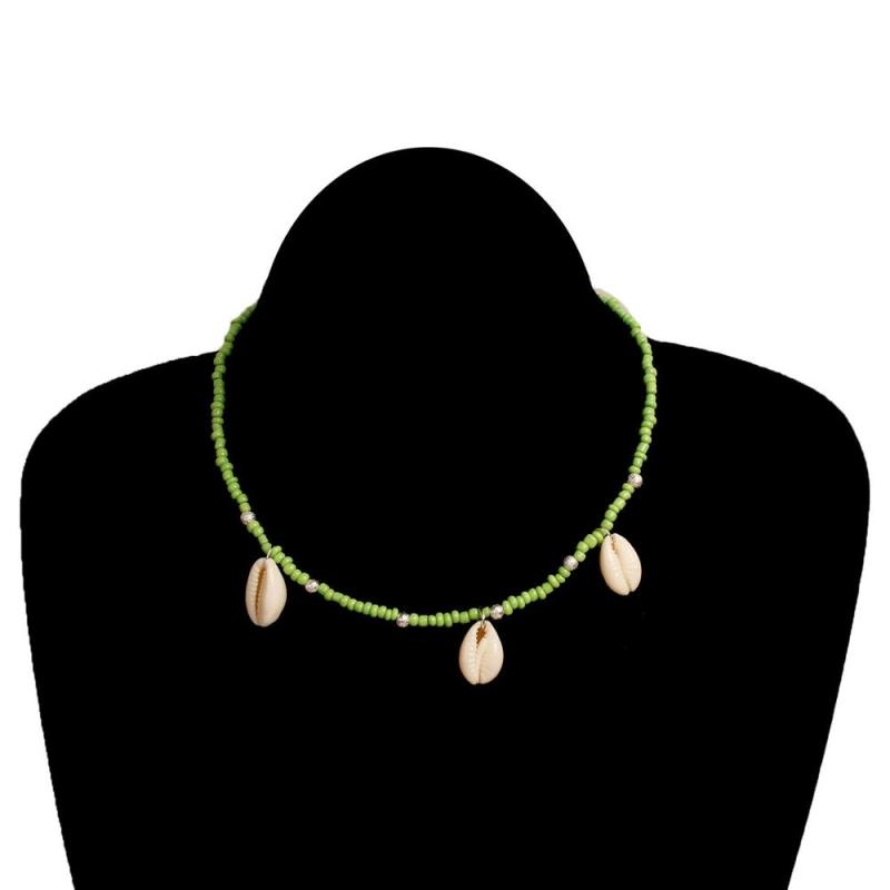 Wholesale fashion jewelry green beads women necklace with shell Wholesale fashion jewelry green beads women necklace with shell