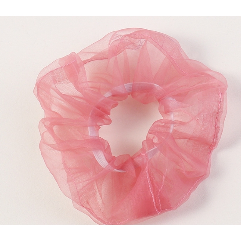 2020 new arrival summer pure color transparent organza hair scrunchies for girls