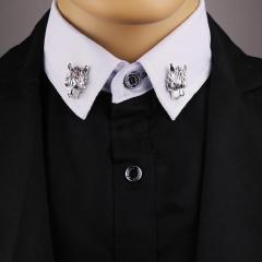 Wholesale custom high quantity lapel pin collar pin shirt golden metal brooch stud tassel tiger brooches for men