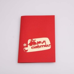 2020 New Arrived Christmas paper laser cut christmas bell gift 3d pop up cards