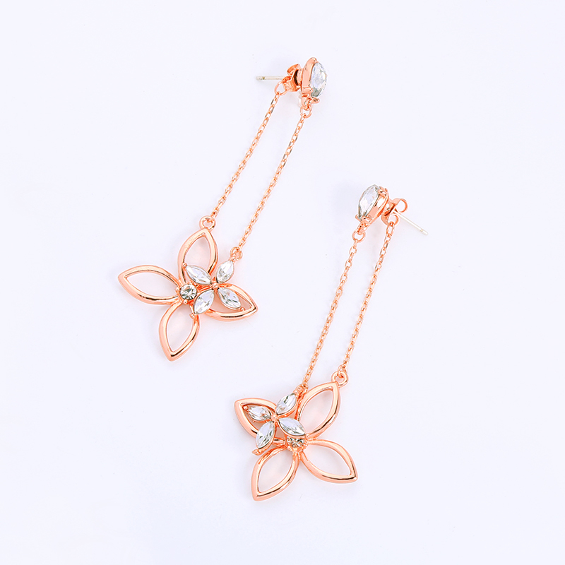 New 2019 trending product silver gold crystal flower tassel earrings