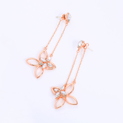 New 2019 trending product silver gold crystal flower tassel earrings