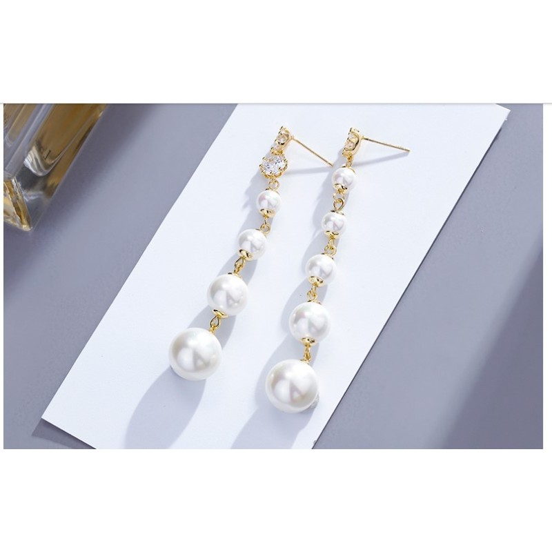 New Fashion 925 Silver Long Women Earring Accessories Pearl Tassel Earrings