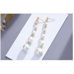 New Fashion 925 Silver Long Women Earring Accessories Pearl Tassel Earrings