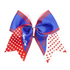 Wholesale elasict hair tie free goddess printed 8 inch bow children hair accessories soft elastic hair tie