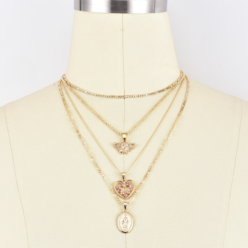 wish Amazon ins fashion gold angle heart multi layered chain choker necklace set for women lady girls wish Amazon ins fashion gold angle heart multi layered chain choker necklace set for women lady girls