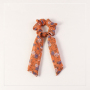 Retro style customized girls ponytail printed elastic knotted hair ties