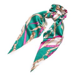 Amazon top selling girls custom printed long imitate silk hair scarf scrunchies for women