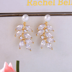 2019 Princess leaf style 925 silver and diamond for women for party earings