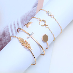 2020 new amazon ins wish 4pcs cross moon fashion girls alloy fashion bracelet gift charm set for women