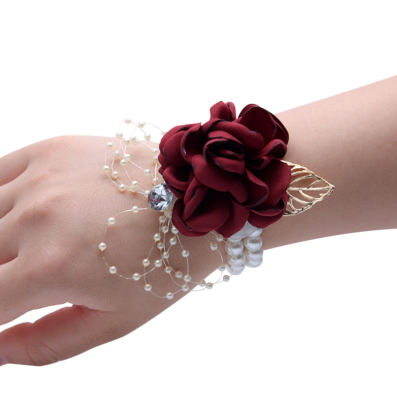 Wholesale high quality bridesmaid flower bridal wrist band wedding corsage bracelet for bride Wholesale high quality bridesmaid flower bridal wrist band wedding corsage bracelet for bride