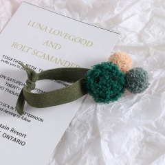 Hot sales autumn and winter smiling pattern plush headdress soft hair ties elastic from china