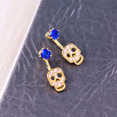 2019 Gold stainless steel diamond accessories women jewelry stud skull earrings