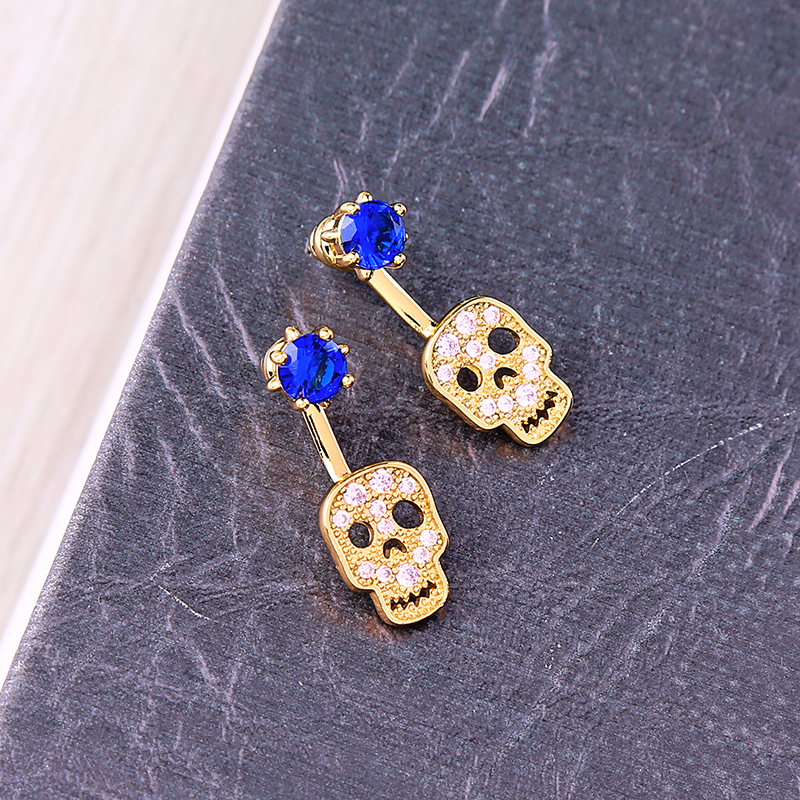 2019 Gold stainless steel diamond accessories women jewelry stud skull earrings 2019 Gold stainless steel diamond accessories women jewelry stud skull earrings