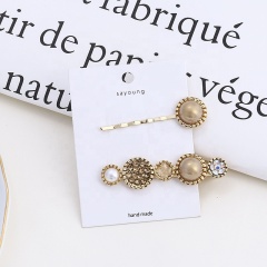 Vintage pearl sweet temper diamond hair clip set types of barrettes for girls