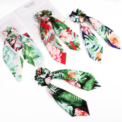 Factory Wholesale Custom Printed Flower Long Scarf Scrunchies For Women Girls