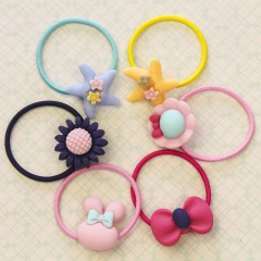Children's fabric spiral elastic hair tie head rope cartoon flower hair ties kids hair accessory gift set
