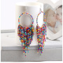 Vintage Bohemian National Style Copper Wire Long Womentassel Bead Earrings