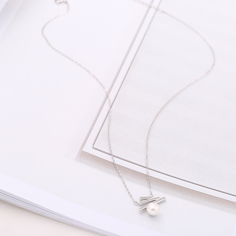 Korean fashion valentine's day christmas gift jewelry silver women pearl necklace 925 Korean fashion valentine's day christmas gift jewelry silver women pearl necklace 925