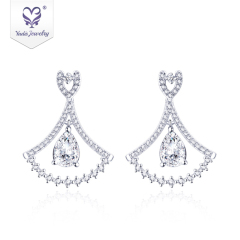 14K 18k  jewelry beaded Teardrop Dangle stu disc Moissanite charm Diamond  earring