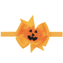 Hot selling halloween wholesale pumpkin elastic kids girls hair accessories headnads