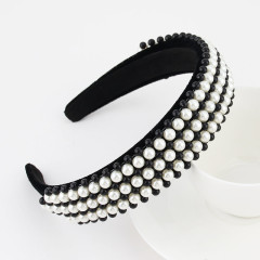Women Hair Accessories Handmade Woven Crystal Headband Vintage Wide-brimmed Beaded baroque Headband