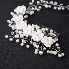 Handmade pearl flower headbands wedding hair accessories bridal hair comb