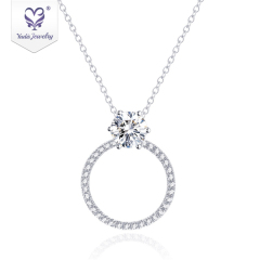 jewelry rose gold 18k plated Hoop Single big stone Moissanite pendant diamond necklace