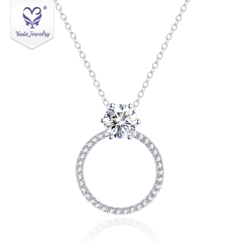 jewelry rose gold 18k plated Hoop Single big stone Moissanite pendant diamond necklace jewelry rose gold 18k plated Hoop Single big stone Moissanite pendant diamond necklace