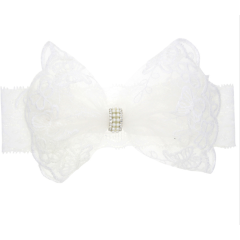 Baby girl fancy angle bow chiffon white lace hairband children hair accessories