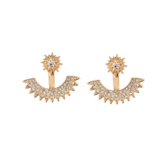 amazon Fashion Jewelry Gold Plate Exquisite Starlight Crystal Earrings Double Sided Stud Earrings For Women