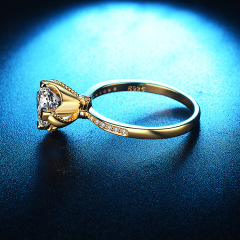 Gold Plated Square Crystal Cubic Zirconia Engagement Wedding Infinity Ring