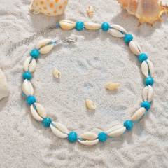 Beautiful women beach natural shell pendant baroque black pearl necklace