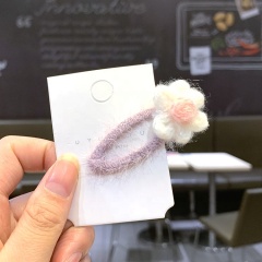 Wholesale handmade plush candy colors hair ornament flower hair clip in china