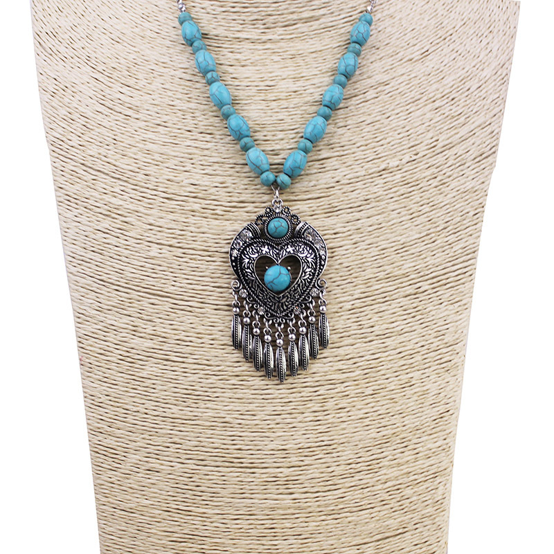 customized Amazon india africa fashion vintage Long  Metal Chain women Geometric stone bohemia boho Bead Tassel Necklace