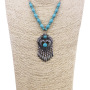 customized Amazon india africa fashion vintage Long  Metal Chain women Geometric stone bohemia boho Bead Tassel Necklace