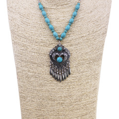 customized Amazon india africa fashion vintage Long Metal Chain women Geometric stone bohemia boho Bead Tassel Necklace