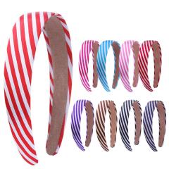 2020 New Arrived Fashion Colorful Fabric Wide Plain Striped Girls Headband