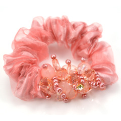 2020 fashion custom women girls pearl rhinestones elastic hair scrunchies
