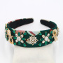 2019 new hot sell vintage women British fashion rhinestone embellished wide velvet baroque headband 2019 new hot sell vintage women British fashion rhinestone embellished wide velvet baroque headband