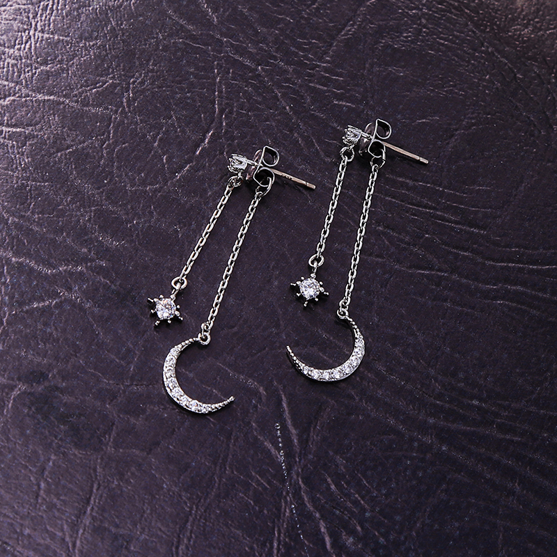 2019 Fashion diamond accessories women jewelry silver zircon sailor moon earings 2019 Fashion diamond accessories women jewelry silver zircon sailor moon earings